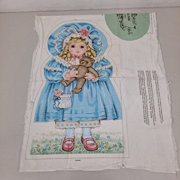 Vintage Petite Bebe Doll Fabric Panel Pillow Victorian Girl Blue Cut & Sew - Picture 1 of 7